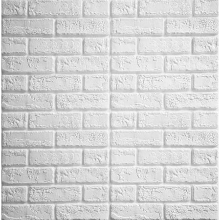 Dundee Deco's Off White Faux Distressed Bricks 3D Wall Panel, Peel and ...