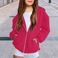 thumbnail image 2 of XXWXYD Teen Girls Flece Zip Up Hoodies Jacket, Basic Solid Color Sweatshirts for Kids, Fall Winter Casual Loose Fit Daily Outwear, Comfy Warm Pullover with Pockets, 2 of 5