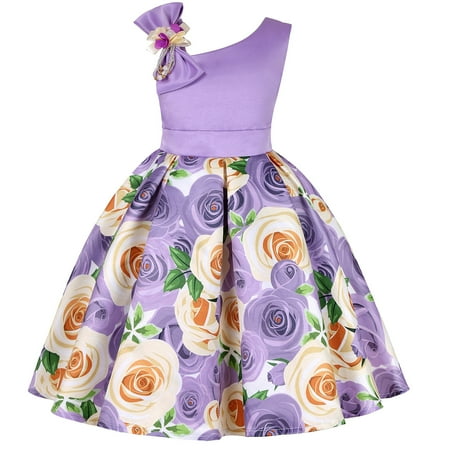 

Tking Fashion Toddler Baby Kids Girls Dress Kids Ruffles Lace Party Wedding Bridesmaid Dresses Purple 150