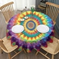 thumbnail image 3 of Colorful Rainbow Tie Dye Spiral Pattern Round Tablecloth 60"x60",Wrinkle Wipeable Table Cloth for Kitchen Dining Room Picnic Patio Party, 3 of 6