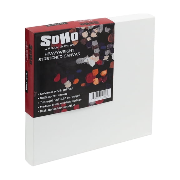 SoHo Urban Artist Heavyweight 16x16" Stretched Cotton Canvas 1.5" Deep - Triple Primed - Ideal for Acrylic and Oil Paint, 100% Cotton Canvas with Pine Stretcher Frame, Premium Art Canvas