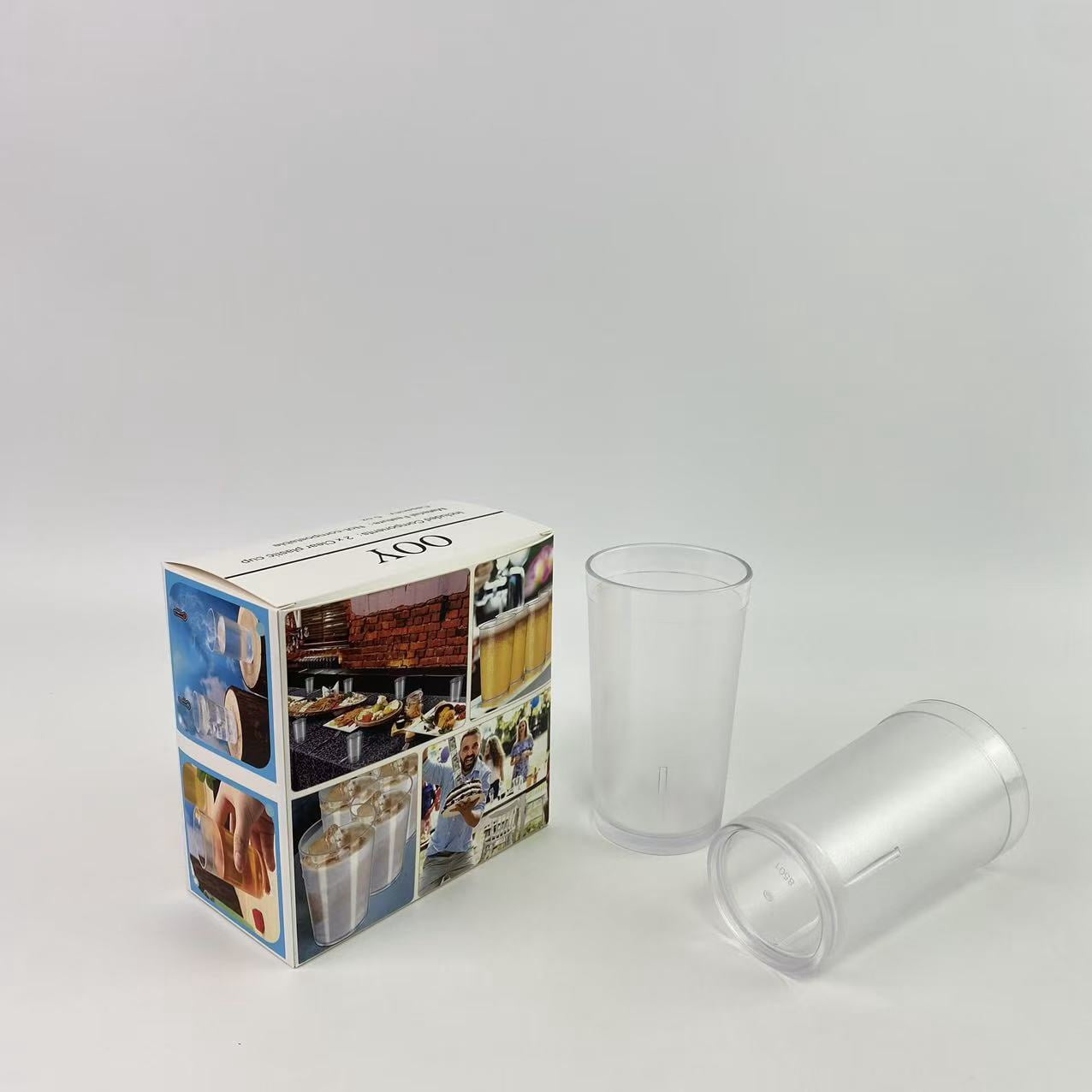 OOY cups,Plastic Drinking Glasses Set 5 oz Clear Plastic Tumblers Stackable Frosted Cup Reusable Drinking Glasses Cups Bulk for Weddings Party Restaurant Kitchen
