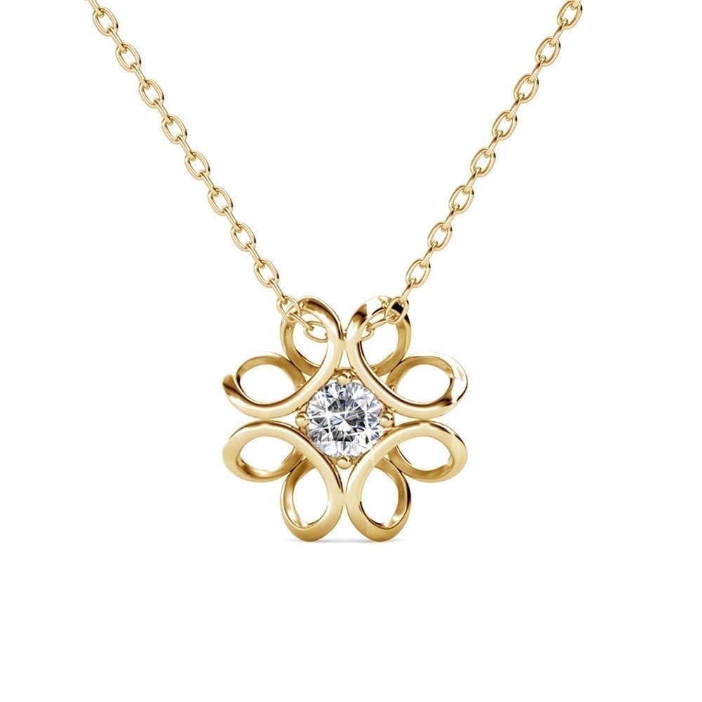 Cate & Chloe Alexis 18k Yellow Gold Plated Flower Jewelry Set with Swarovski Crystals Gift for Women