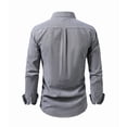 thumbnail image 6 of UVEASISHA Slim Fit Dress Shirts for Men Business Casual Office Shirt Cotton Long Sleeve Collared Shirts Solid Color Stylish Wedding Party Shirt Gray L, 6 of 7