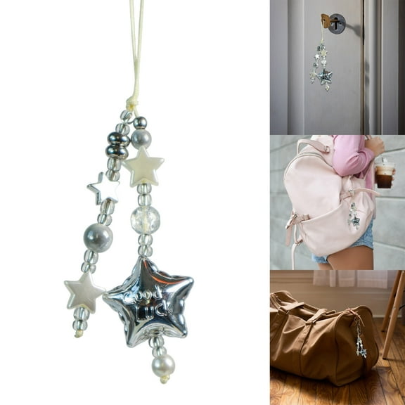 AOOOWER Acrylic Beads Star Phone Charm Fashion Keychain for Bag Decoration Car Keyring Keys Holder Bag Pendant Handbag Accessory