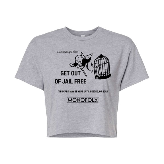 Monopoly - Get Out Of Jail Free - Juniors Cropped Graphic T-Shirt