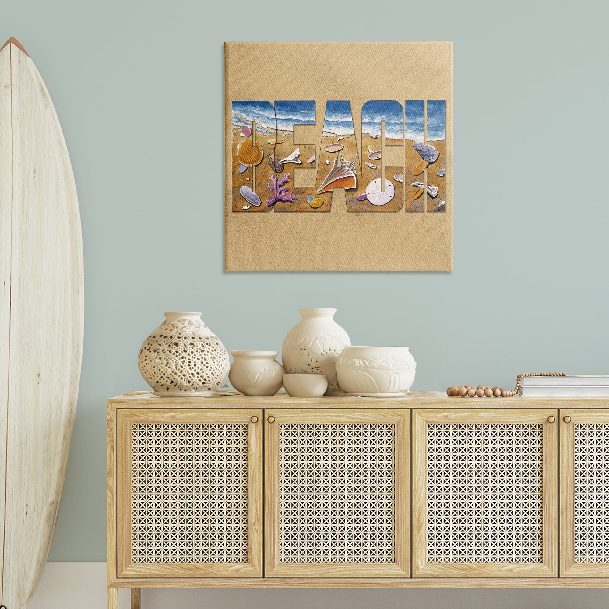 Stupell Industries Beach Letters Outline Nautical & Beach Painting Wrapped Canvas Art Print Wall Art, 36 x 36