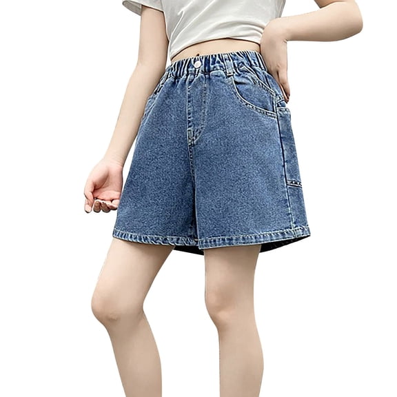 Coerni Girls Y2k Baggy Jeans Shorts Jorts Cute Teen Wide Leg Loose Denim Short Pants Fashion Summer Athletic Pull on Jean Shorts