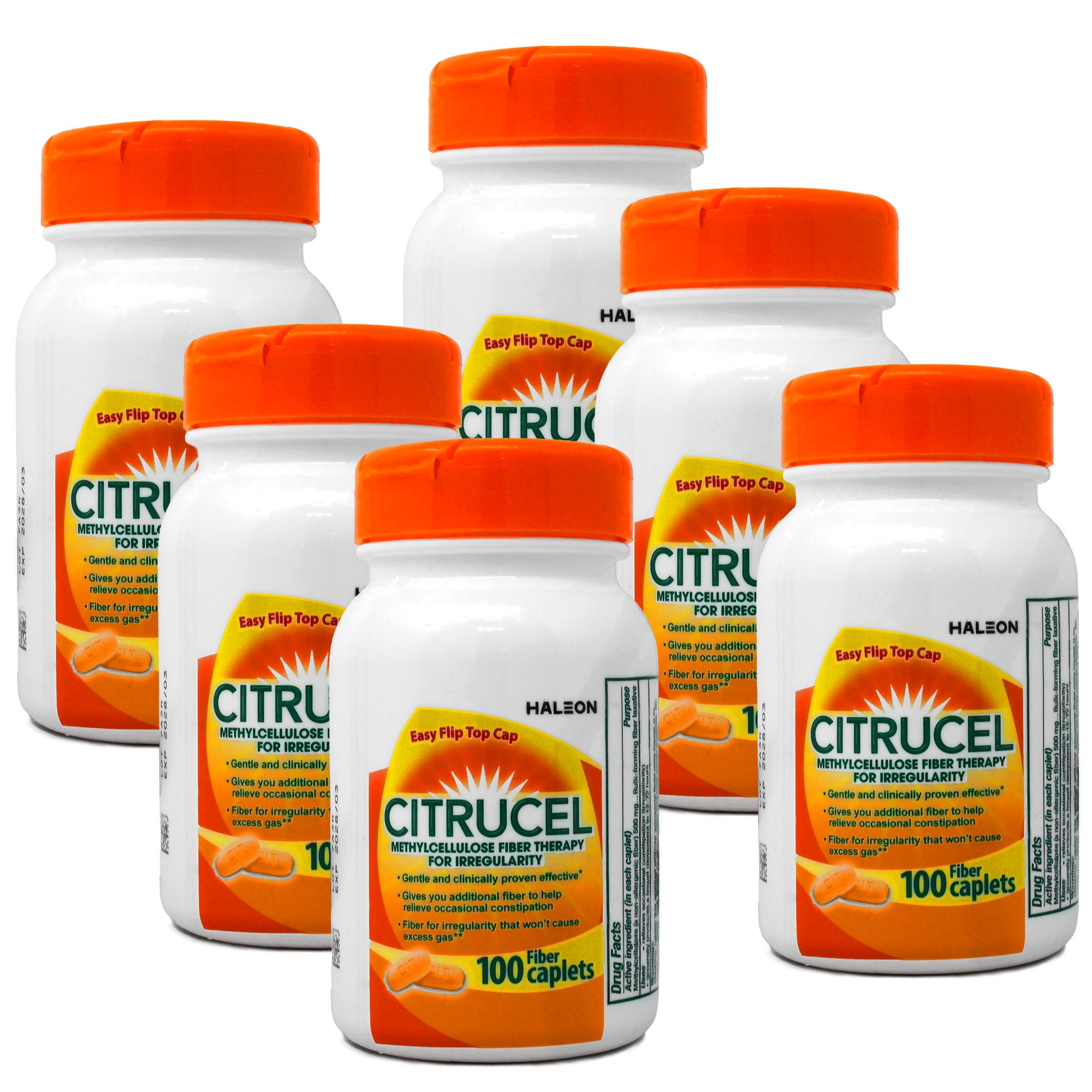 6 Pack - Citrucel Fiber Therapy Caplets, 100 Count Each