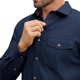 thumbnail image 4 of Blusa y camisa de manga larga con cuello vuelto para hombre, informal, lisa, con botones y bolsillo, de poliéster, 4 of 4