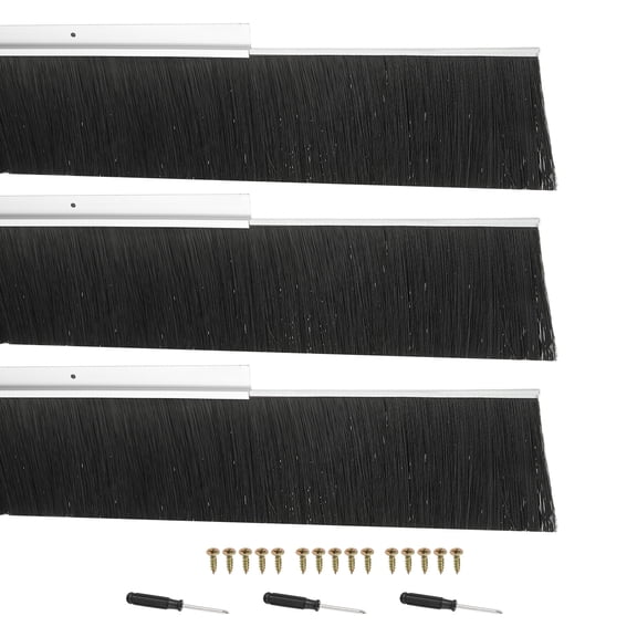Uxcell Door Brush Sweeps, H-shape Aluminum Alloy Holder Door Sweep for Bottom of Door Seal Garage Silver 5.91" x 39.37"