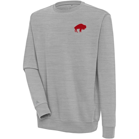 Men's Antigua Heather Gray Buffalo Bills Throwback Logo Victory Pullover Sweatshirt