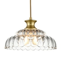 Claxy Gold Pendant Light with Flower Clear Glass Shade