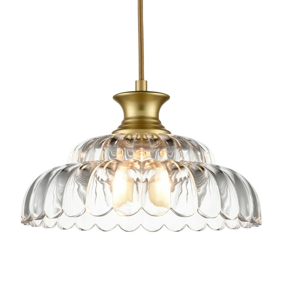 Claxy Gold Pendant Light with Flower Clear Glass Shade