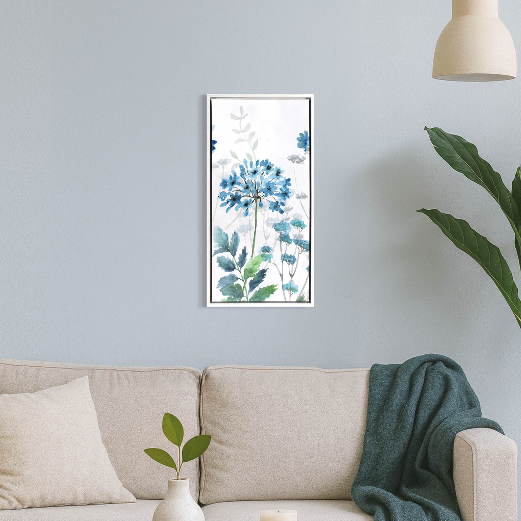 Crystal Art Gallery CA Danhui Nai Blue Agapanthus Floral Framed Canvas Art, 14.8" x 28.5", Modern