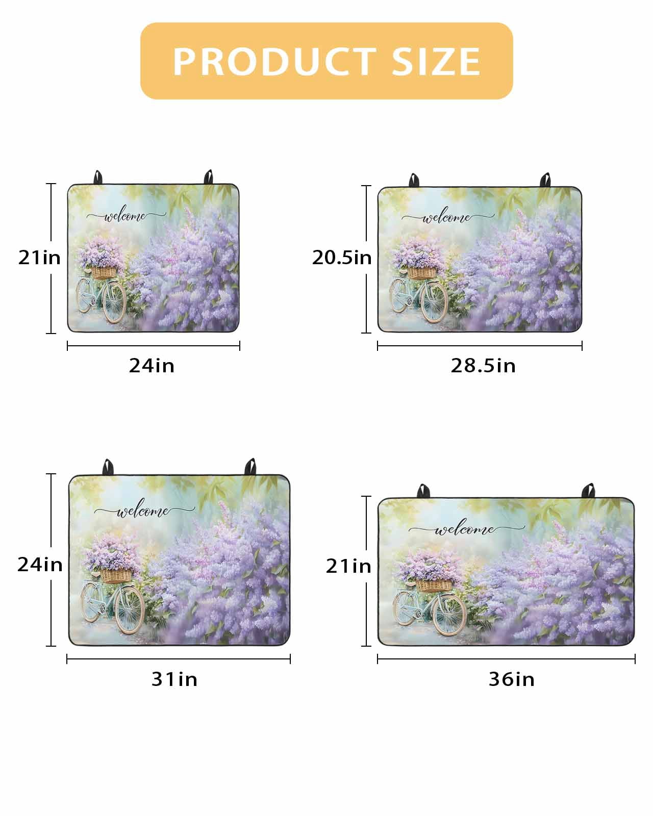 nqOlkjepod Large Induction Cooktop Protector Mat 28.5"x20.5", Purple Lavender Stove Top Covers for Electric Stove, Spring Leaves Bike Farm Country Garden Stove Burner Cover Mats Stove Cover