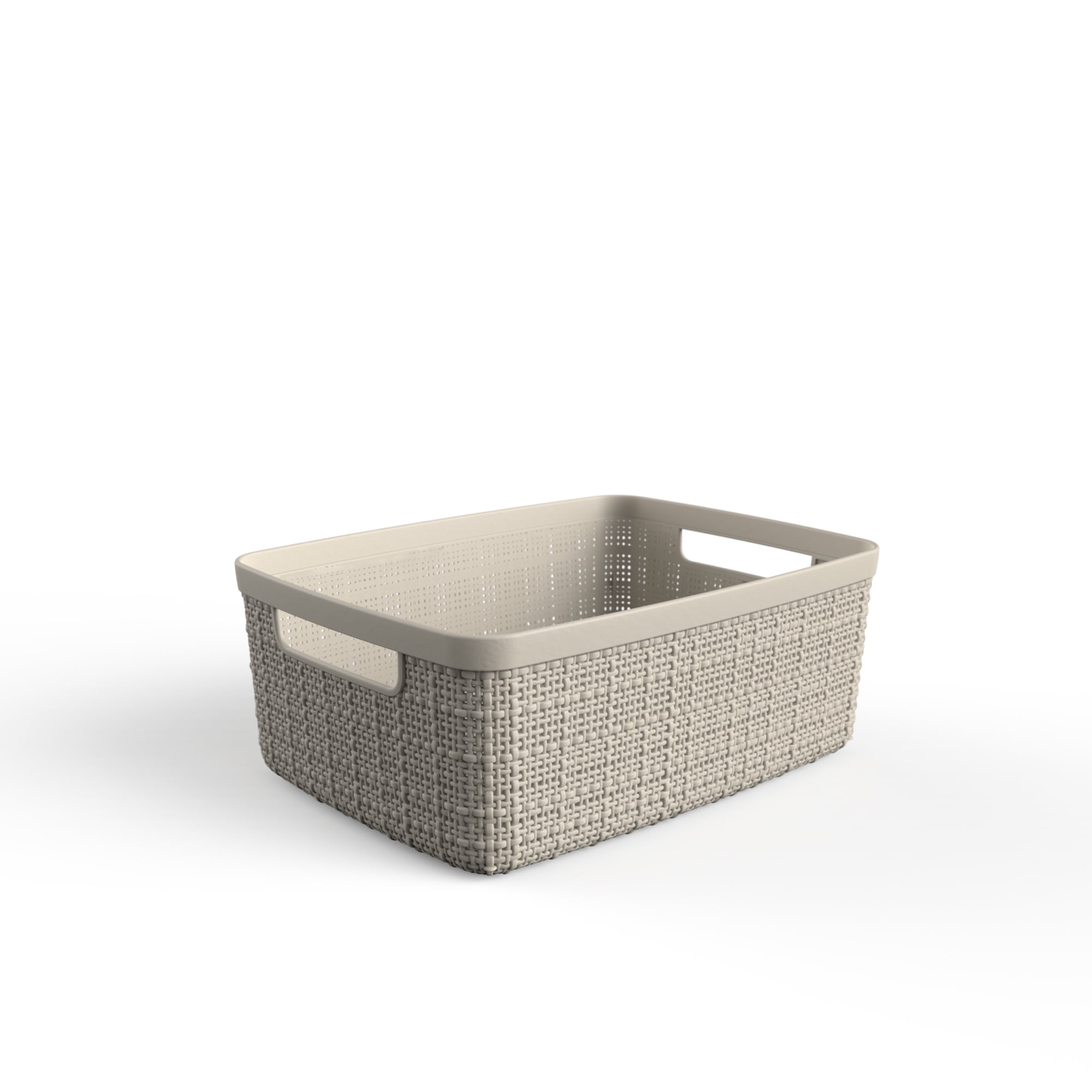 Curver Jute Basket, Small Resin Storage Bin, Tan