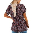 thumbnail image 4 of KISSMODA Womens Floral Tunic Top Short Sleeve Shirts Loose Fit Summer Tops, 4 of 4