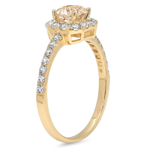 0.89 ct Princess Cut Natural Morganite Halo Engagement Ring for Women in 18K Yellow Gold
