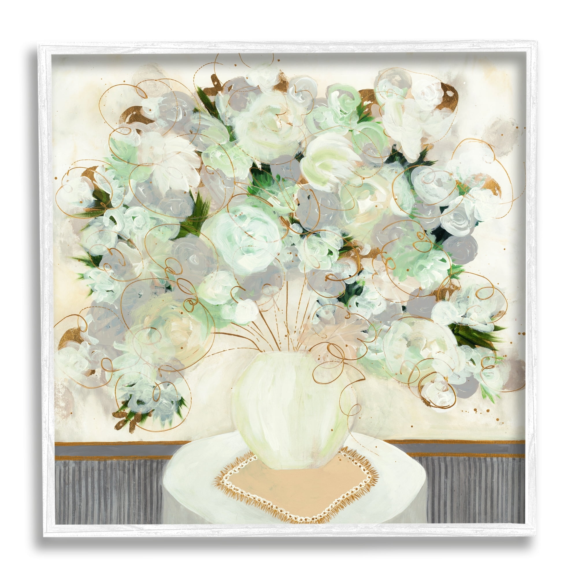 Stupell Industries Abstract Flower Blossoms Scribble Petals Still Life Painting White Framed Art Print Wall Art, Design by Ruth Fromstein