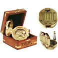thumbnail image 3 of Thor Instruments Brass Natural Sine Compass With Wood Box Magnetic Direction Hiking Maritime Nautical Gift, 3 of 5