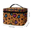 thumbnail image 6 of HELLHERO Brush Slots Makeup Bag Travel Toiletry Bag Polyester Double Zip Travel Cosmetic Makeup Bag, Colorful Leopard Print, 6 of 6