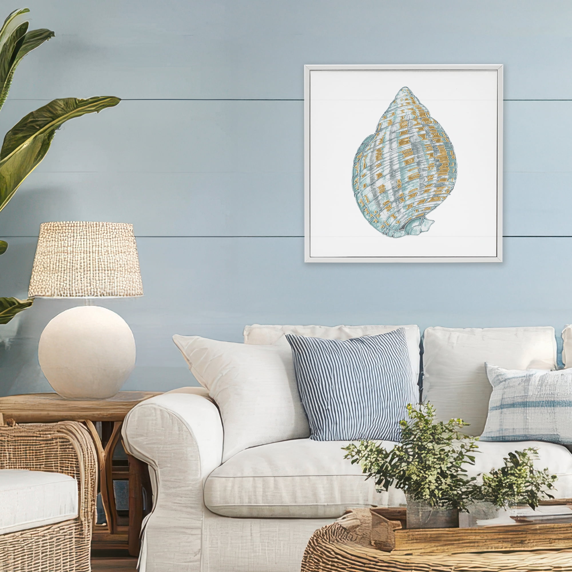 Stupell Industries Regal Shells Spiral White Framed Giclee Art, design by Lorenzo Collective