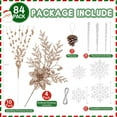 thumbnail image 4 of Ayieyill 84Pcs Christmas Tree Decorations Flowers, Artificial Glitter Berry Stems Christmas Pine Cones, Snowflake Icicle Drop Crystal Ornaments (Rose Gold), 4 of 7