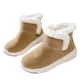 thumbnail image 6 of Dakaela Women's Slip on Winter Snow Boots Fleece Lined Suede Ankle Booties Memory Foam Outdoor Walking Work Shoes Beige 6, 6 of 9