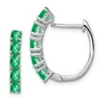 thumbnail image 1 of 925 Sterling Silver Emerald Hinged Hoop Earrings Birthstone May, 1 of 6