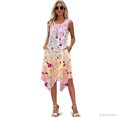 thumbnail image 2 of HELLHERO Gradient Rose Floral Summer Sleeveless Dress for Holiday Graduation, Side Pockets Round Neck Sleeveless Sundress, 2 of 8