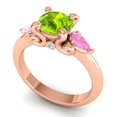 thumbnail image 2 of 2.50 Carat Round Cut Peridot & Pink Sapphire Gemstone Latest Three Stone Wedding Ring for her 18K Rose Gold Size 3 by Diamond-Capitals, 2 of 8