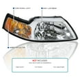 thumbnail image 3 of Spec-D Tuning Chrome Housing Clear Lens Headlights Compatible with 1999-2004 Ford Mustang L+R Pair Head Light Lamp Assembly, 3 of 6