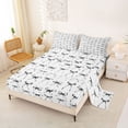 thumbnail image 2 of Manfei Black White Bows Print Bed Sheets for Girls, Elegant Ribbon Bows King Sheets, 4 Pieces, 2 of 5