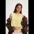 thumbnail image 4 of Camisetas Sin Mangas para Mujer Y2K, Cuello Cuadrado, Sin Mangas, con Lazo, Blusa Corta de Verano Elegante para Salir. Amarillo L, 4 of 7