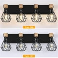 thumbnail image 6 of 4-Light Farmhouse Bathroom Light Fixtures with Black Metal Cage Lampshade Rustic Wood Vanity Light over Mirror for Living Room, Bedroom, Hallway, 6 of 7
