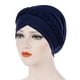 thumbnail image 2 of Moda sólido turbante cómodo una sola capa transpirable cabeza bufanda envuelve el pelo gorro de pelo gorras para mujer Navy Navy Scienceny AP008796-08B, 2 of 6