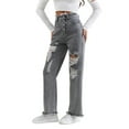 thumbnail image 4 of Sngxgn Low Waist Cargo Jeans for Women Pocket Y2K Wide Leg Pants(Grey,M), 4 of 9
