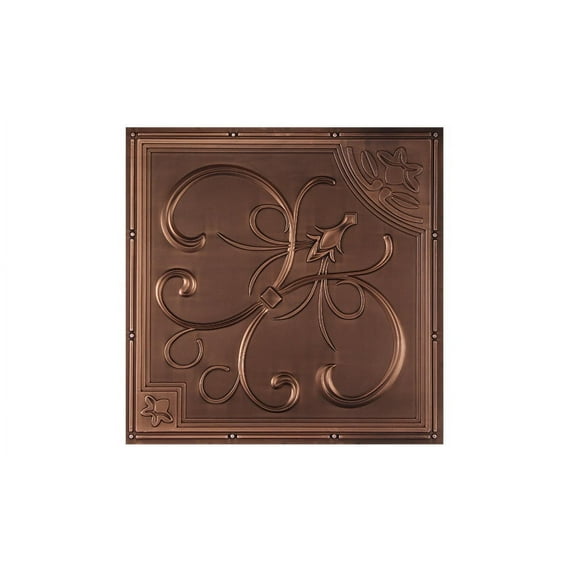 Orleans 2 ft. x 2 ft. Drop-in or Glue-Up Vinyl Ceiling Tile in Antique Bronze - Box of 10