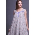 thumbnail image 4 of Bimba Robe de Nuit Mi-Mollet pour Femmes en Coton Imprimé Sans Manches à Rayures Feuilles et Floral Violet Moyen3 Robe Maxi Petite, 4 of 6