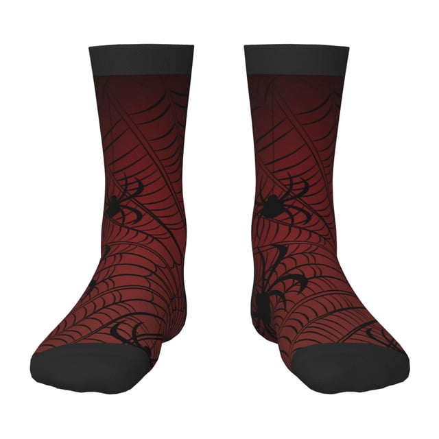 Kdxio Spiders On A Web Print Children's Socks for Daily Wear and Sports Use Colorblock Mid-Calf Design Breathable Material