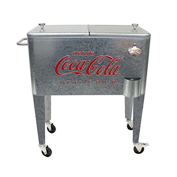 Leigh Country CP 98104 Galvanized Coca-Cola Rolling Cooler, 60 Quart,
