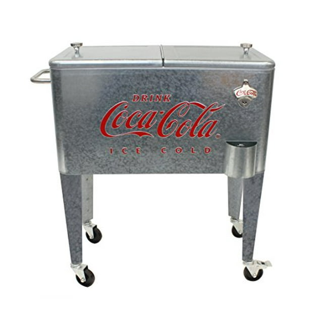 Leigh Country CP 98104 Galvanized Coca-Cola Rolling Cooler, 60 Quart,