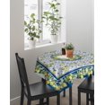 thumbnail image 3 of Table Cloth Waterproof Polyester Tablecloth Summer Lemon Vintage Style Blue Tile Pattern Table Clothes for Rectangle Tables, Indoor Outdoor Table Cover for Parties, Wedding, Dinner Table - 60x60 Inch, 3 of 6