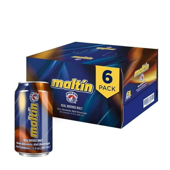 Maltín Non-Alcoholic Malt Beverage, 12 fl oz Cans, 6 Pack