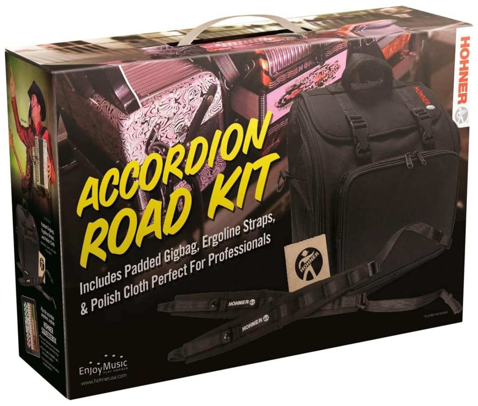 Hohner Panther Diatonic Accordion - Keys F/Bb/Eb Bundle with Hohner Accordion Road Kit and Austin Bazaar Polishing Cloth