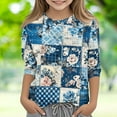 thumbnail image 2 of Économies d'Hiver! SROBPTY Chemises à Manches 3/4 pour Tout-Petits, Garçons Filles Festival Mode Décontractée Imprimée Haut à Manches 3/4 Col Rond pour 3-12 Ans Bleu, 4 Ans, 2 of 5