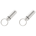 thumbnail image 1 of 2X Silver Pill Medicine Box Case Holder Container Capsule Bottle Keyring Keychain,2 x Pill case keyring,silver, 1 of 8