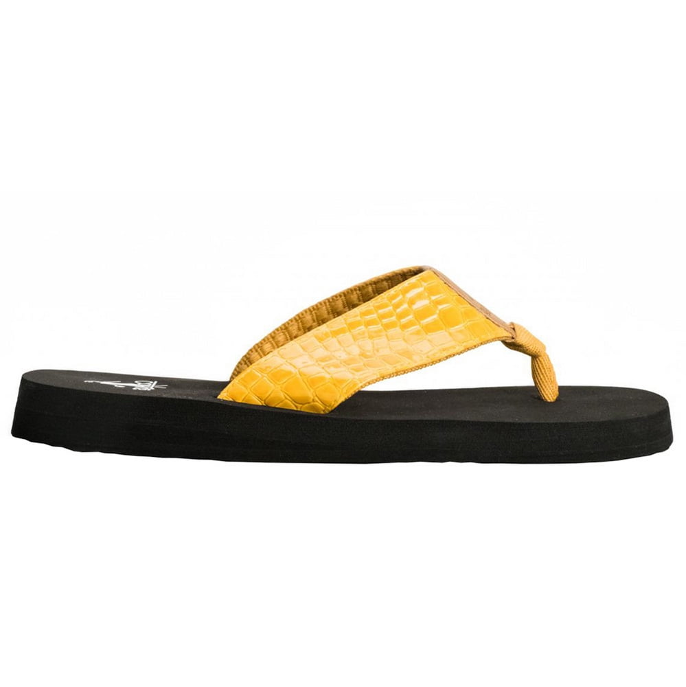 mustard yellow flip flops