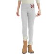 thumbnail image 2 of NAISIBABY Girls Fleece Lined Leggings, Stretchy Christmas Bow High Waisted Winter Thermal Tights Gray 5T, 2 of 5